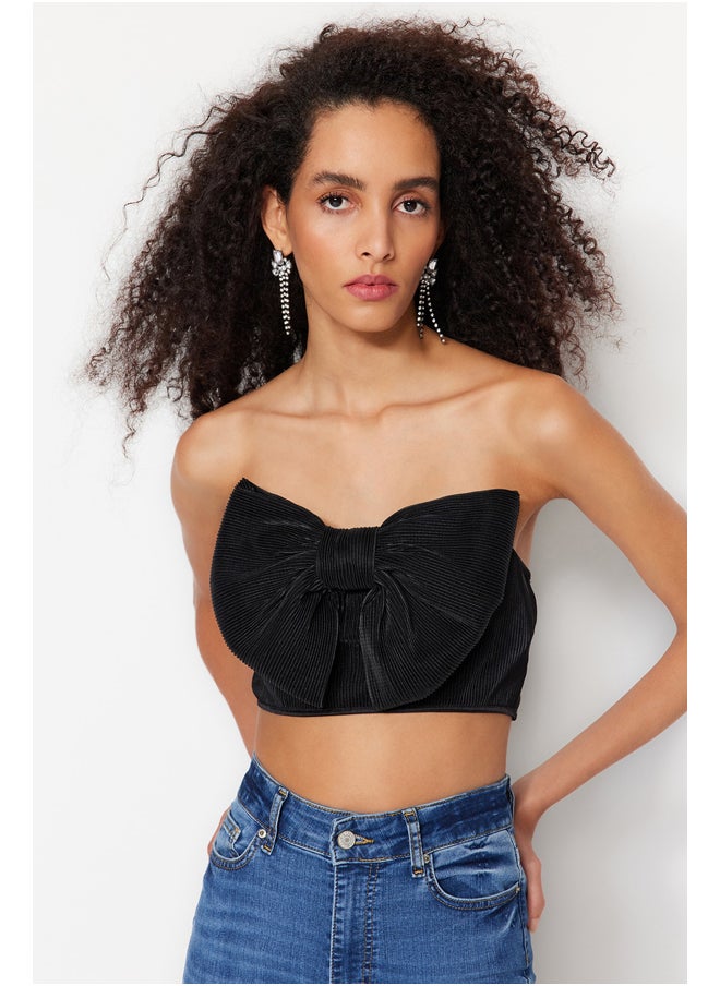 trendyol - Black Crop Knitted Textured Bustier TPRSS23BS00082 - Image 1