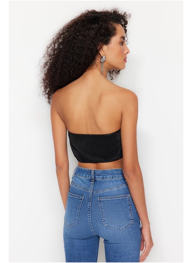 trendyol - Black Crop Knitted Textured Bustier TPRSS23BS00082 - Image 1
