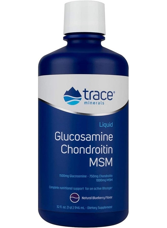 Trace Minerals Glucosamine/Chondroitin/MSM - Liquid Supplement Aids Body Mineral Health - Support for Bone Strength & Joint Health - Mobility Support Supplement - Natural Blueberry Flavor, 32 fl oz - Image 1