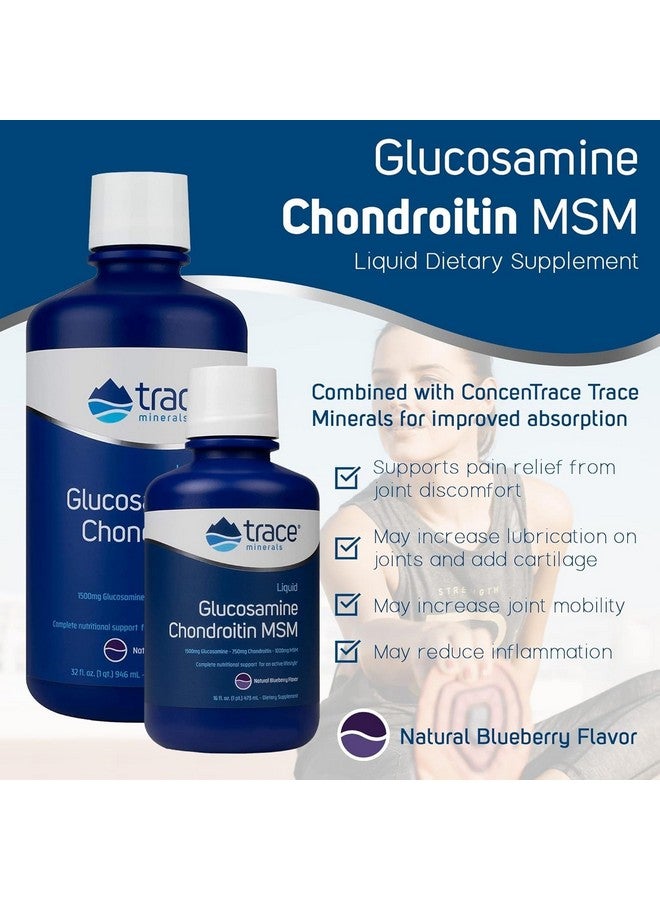 Trace Minerals Glucosamine/Chondroitin/MSM - Liquid Supplement Aids Body Mineral Health - Support for Bone Strength & Joint Health - Mobility Support Supplement - Natural Blueberry Flavor, 32 fl oz - Image 3