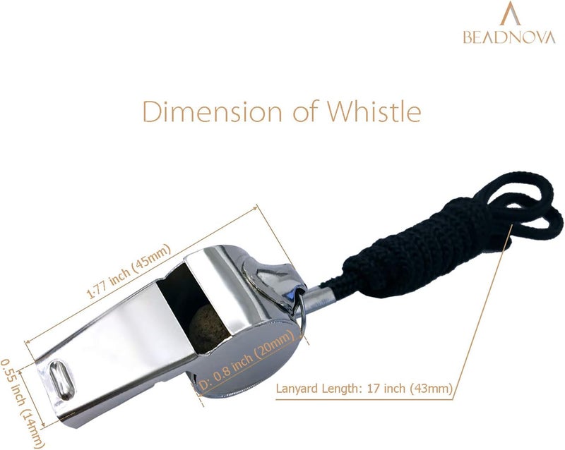 BEADNOVA Stainless Steel Whistles with Lanyard Lifeguard Whistle Referee Whistle Metal Whistle Sports Whistle Coaches Whistle - Image 3