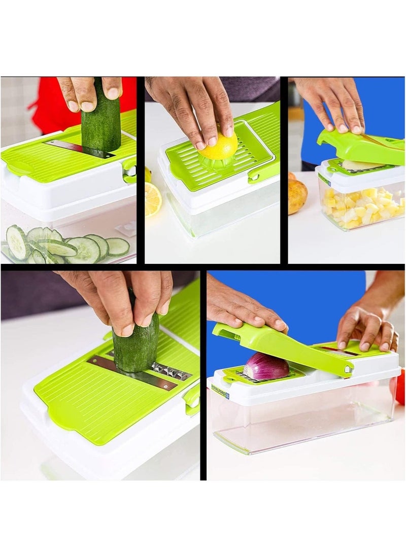 Vegetable Chopper, 12 in 1 Professional Food Chopper, Multi Salad Cutter, Vegetable Slice Cutter, Food Processor, Vegetable Slicer, Shred, Grate, Finger Chips Cutter, Salad Maker,