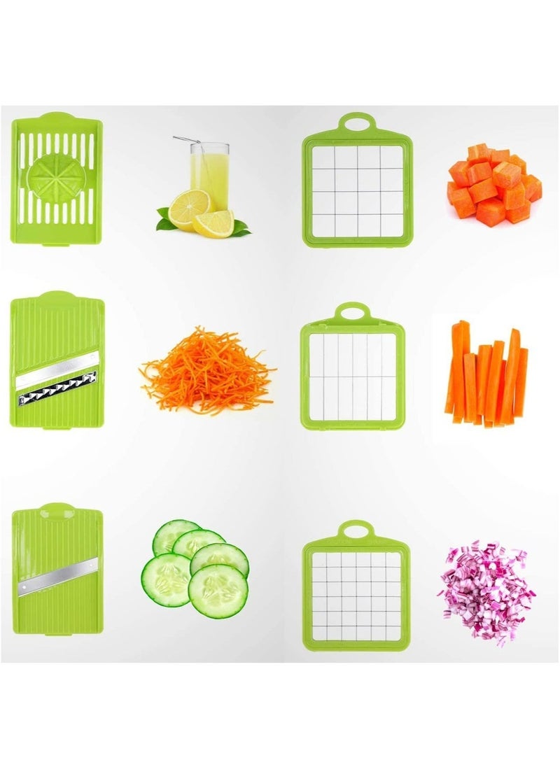 Vegetable Chopper, 12 in 1 Professional Food Chopper, Multi Salad Cutter, Vegetable Slice Cutter, Food Processor, Vegetable Slicer, Shred, Grate, Finger Chips Cutter, Salad Maker,