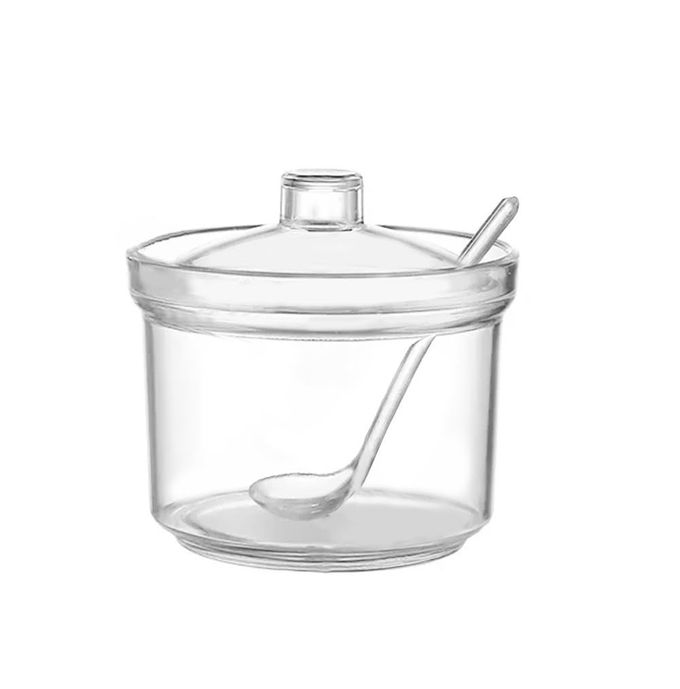Mozacona Clean Acrylic Sugar Bowl Spice Jar Spice Storage Pot with Lid and Spoon - Image 1