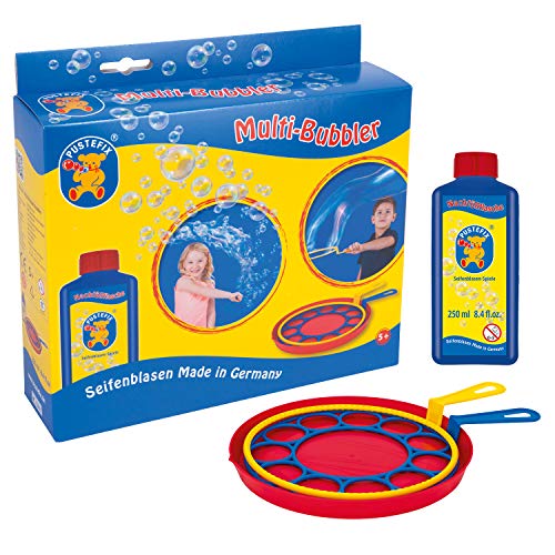 PUSTEFIX Multi Bubbler Giant Bubble Ring and Multi Bubble Ring Toy Set for Kids Includes 845 oz Bubble Solution Bottle and Liquid Tray Makes Big Bubbles Multicolor Model 505310 - Image 1