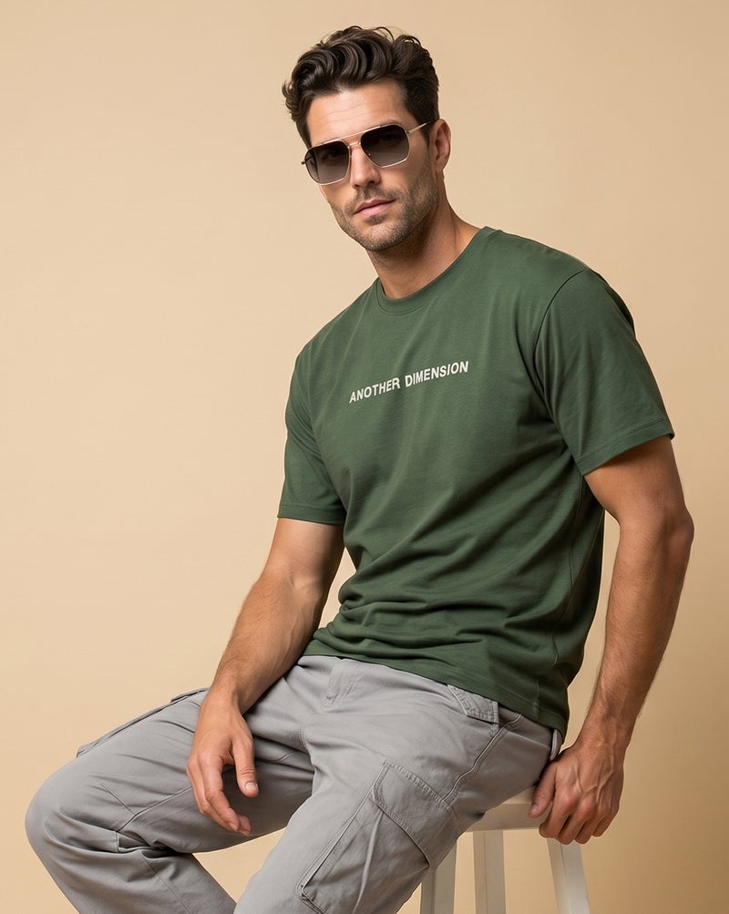 NOBERO Men's Olive Green Oversized T-Shirt - Image 4