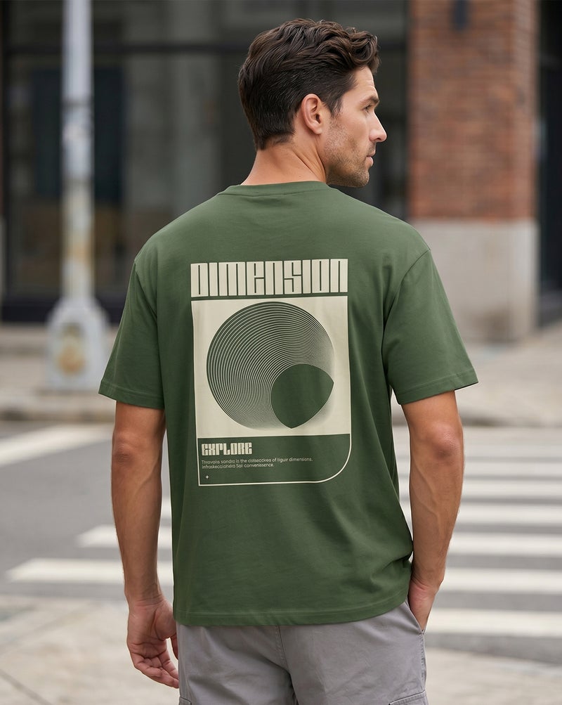 NOBERO Men's Olive Green Oversized T-Shirt - Image 1