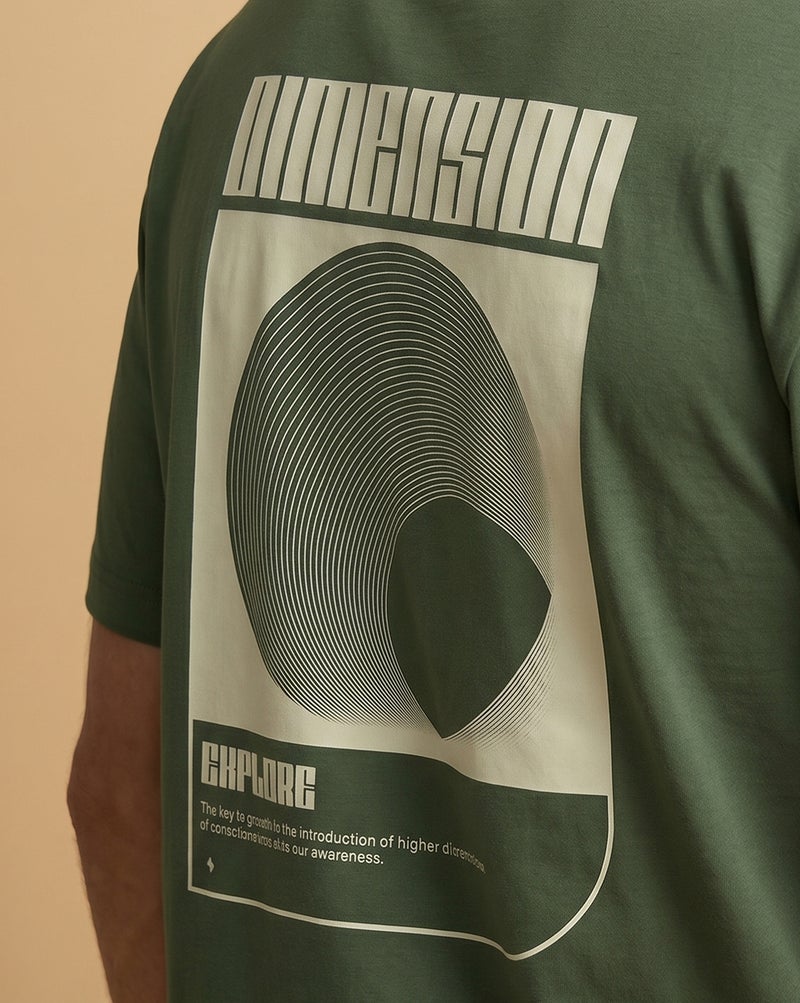 NOBERO Men's Olive Green Oversized T-Shirt - Image 3