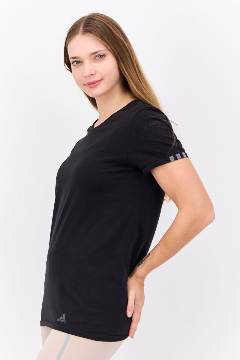 Adidas Women Sportswear Fit Short Sleeves Outdoors Top, Black - Image 2