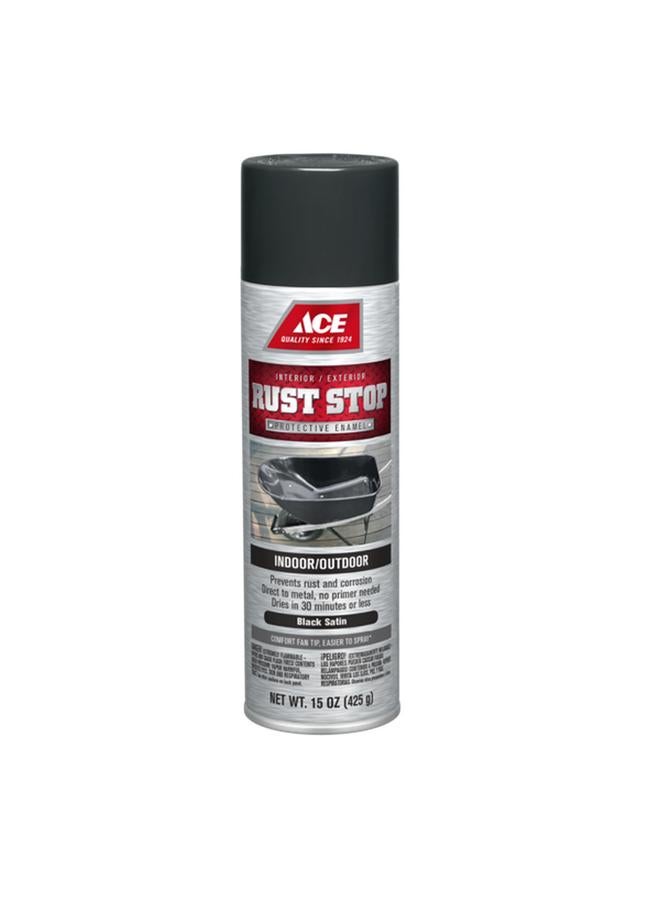 ACE Rust Stop Protective Enamel Spray Paint Black Satin 15oz - Image 1