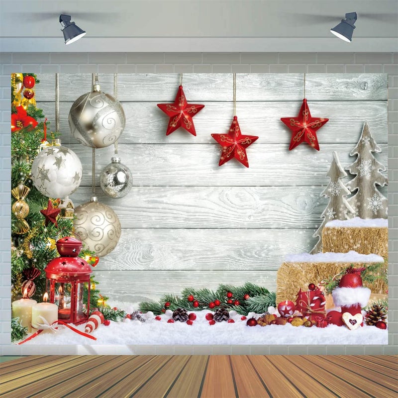 CYLYH 8x6ft Christmas Backdrop for Photography Christmas White Wood Floor Photography Backdrop Winter Snow Wooden Floor Xmas Background Newborn Christmas New Year Party Banner Decorop