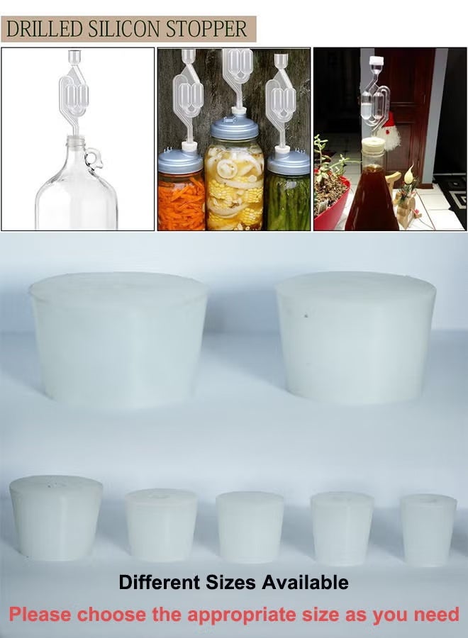 Arabest 3 Pack S-Shape Airlock for Fermentation, with 3 Stoppers Bubble Sealing Valve Airlock, for Home DIY Fermentation, #3 Fermentation Silicone Stopper Drilled Plug - Image 3