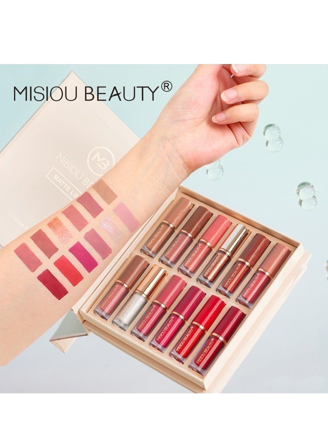 ميسيو بيوتي احمر الشفاه مجموعة عارية السائل احمر الشفاه ماتي 12 ألوان للماء طويلة الأمد للنساء للغاية الصبغة المخملية سوبر البقاء لينة ترطيب وخفيفة الوزن المهنية ترطيب ماكياج الشفاه جيف متعددة الألوان - Image 4