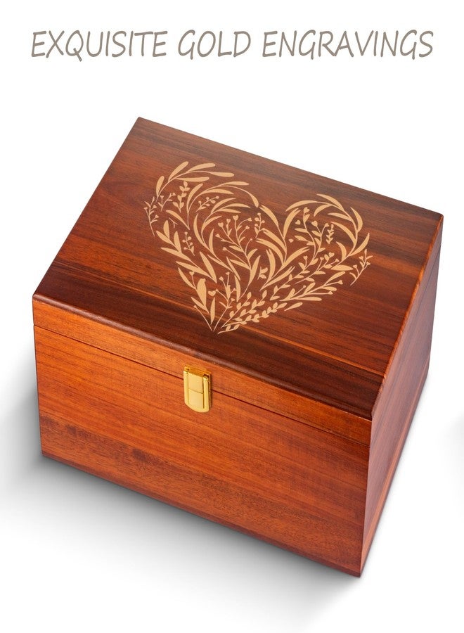 EVA murmure Larger Wooden Memory Keepsake Boxes With Hinged Lids and a photo frame inside the lid - Decorative Storage Box With a Hinge Lids For Picture Letter Time Capsule - 5.3“*8.6”*11.7“- Acacia - Image 4