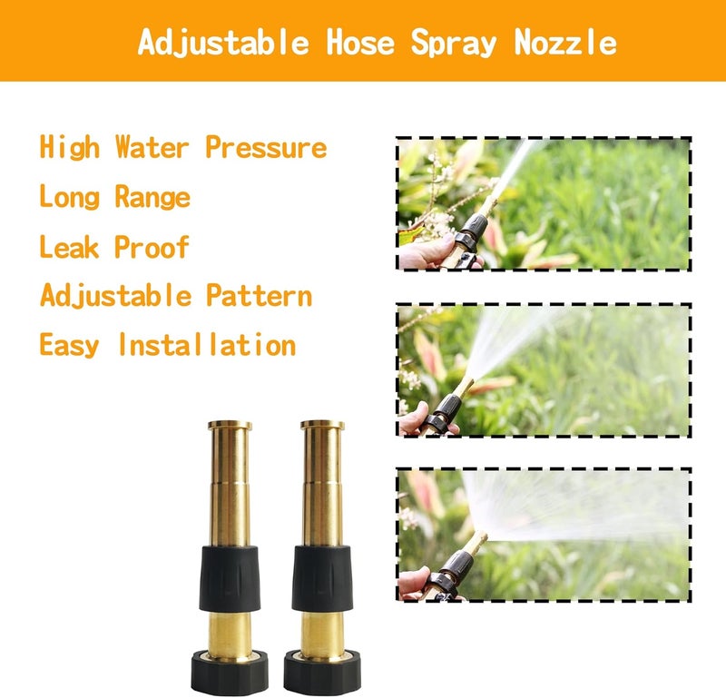 Hourleey 2 Pcs 5" Heavy Duty Brass Nozzles, Brass Jet Sweeper Garden Hose Nozzle, 3/4" GHT Nozzles for Garden Watering, Car and Pet Washing - Image 3