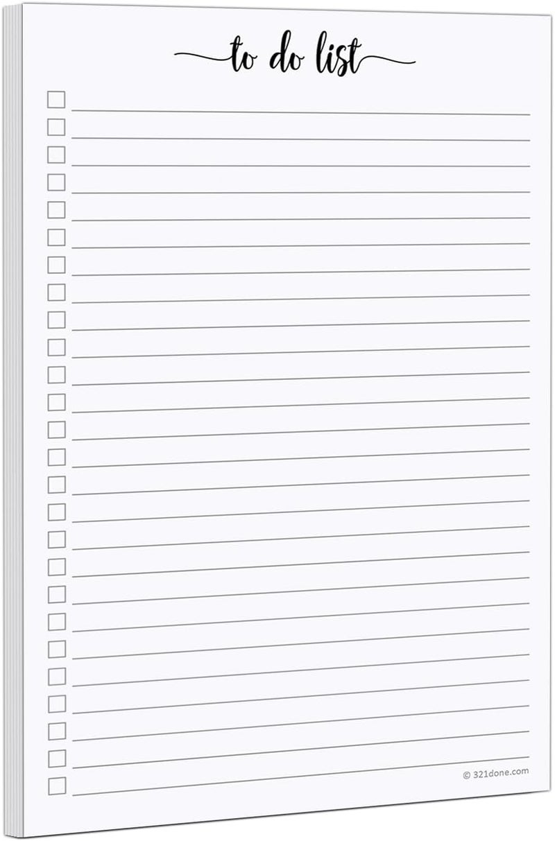 321Done To Do List Notepad, Made in USA - 5.5x8.5, Simple Checklist, Cute Modern Design for Organizing, Planning, College Ruled, Thick Heavy Paper - 50 Sheets - Image 1