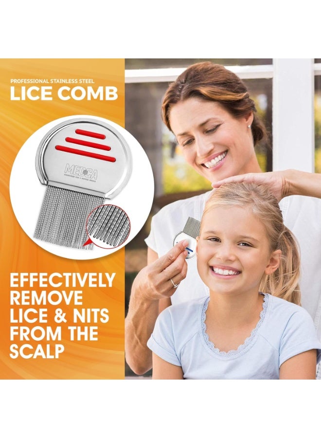 MEDca Lice Comb - (Pack of 2) Stainless Steel Professional Lice Combs and Head Lice Treatment to Effectively Get Rid of Hair Lice and Nits, Best Results for Infection and Re-infection in Kids & Adults - Image 2