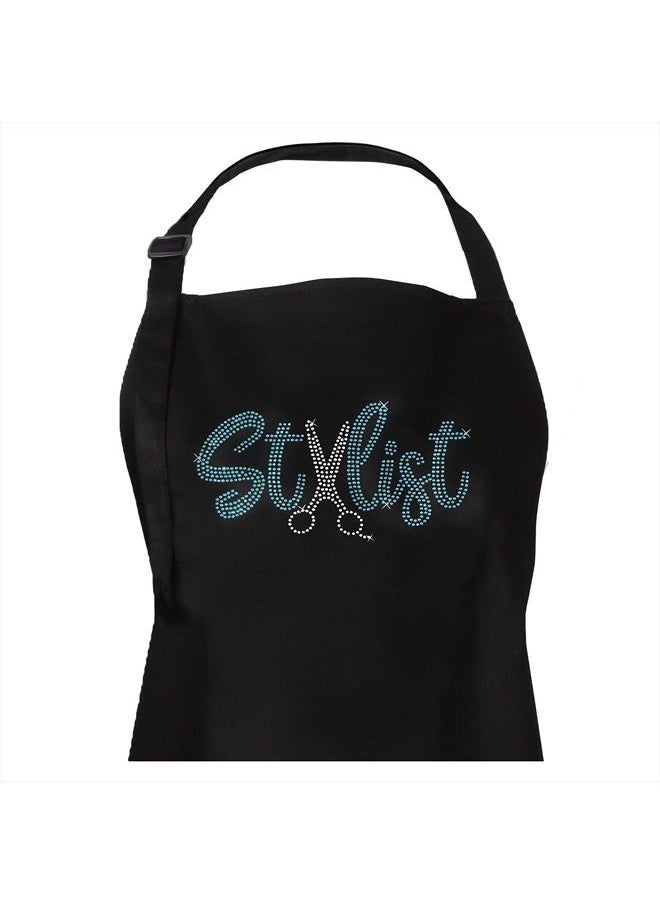Plum Hill - Rhinestone Hair Stylist Apron for Women - Cute Salon Apron for Hairstylist, Hairdresser, Barber, Cosmetologist, Beautician - Waterproof Hair Cutting Smock - Professional Hair Supplies, Teal - Image 1