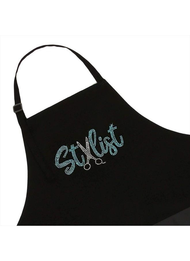 Plum Hill - Rhinestone Hair Stylist Apron for Women - Cute Salon Apron for Hairstylist, Hairdresser, Barber, Cosmetologist, Beautician - Waterproof Hair Cutting Smock - Professional Hair Supplies, Teal - Image 1