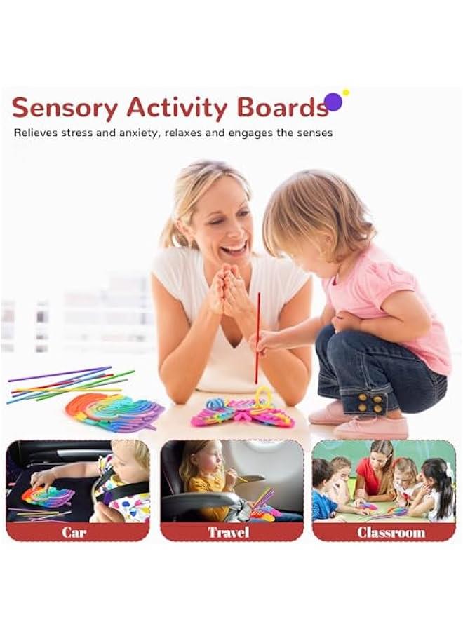 Sensory Activity Board - Double-Sided Silicone Fidget Toy for 3+ Kids & Adults | Calming, Mess-Free Stress Relief for Anxiety, ADHD & Autism | Portable with Travel Bag & 50 Strings  - Image 2