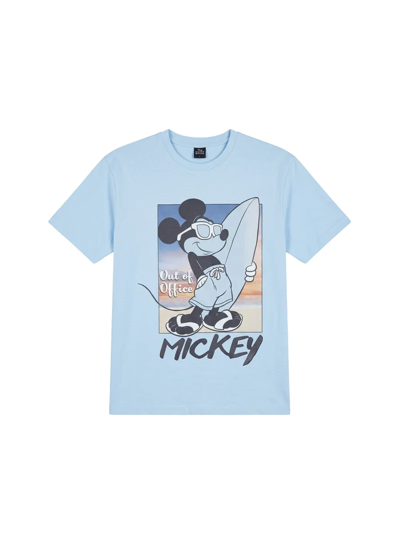 Disney  Disney Mickey Mouse “Out of Office” Men’s Drop Shoulder T-Shirt | Surf Graphic Relaxed Fit Cotton Tee for Men | Best Price UAE