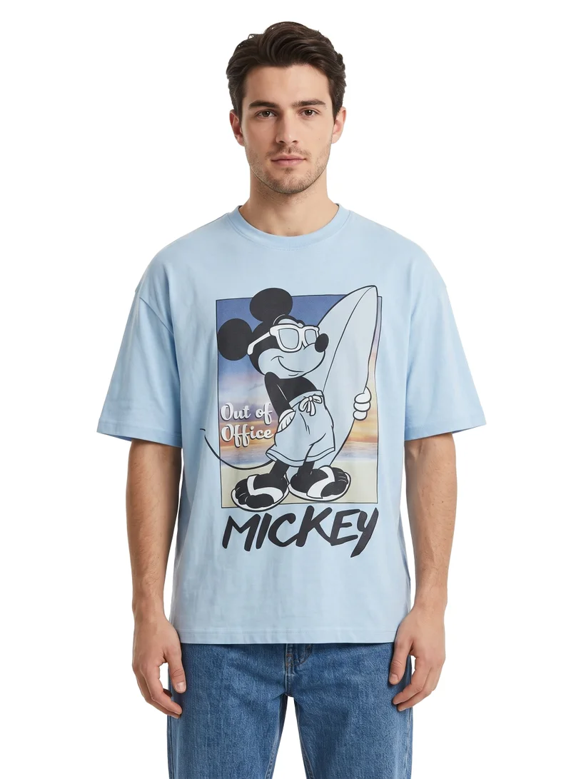 Disney Mickey Mouse “Out of Office” Men’s Drop Shoulder T-Shirt | Surf Graphic Relaxed Fit Cotton Tee