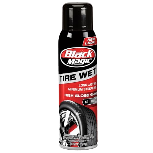 Black Magic BC23220 Tire Wet Spray, 14.5 Oz. - Weather and Rinse-Resistant Formula That Leaves Tires Looking Wet, Black and Glossy With Just One Spray - Image 1