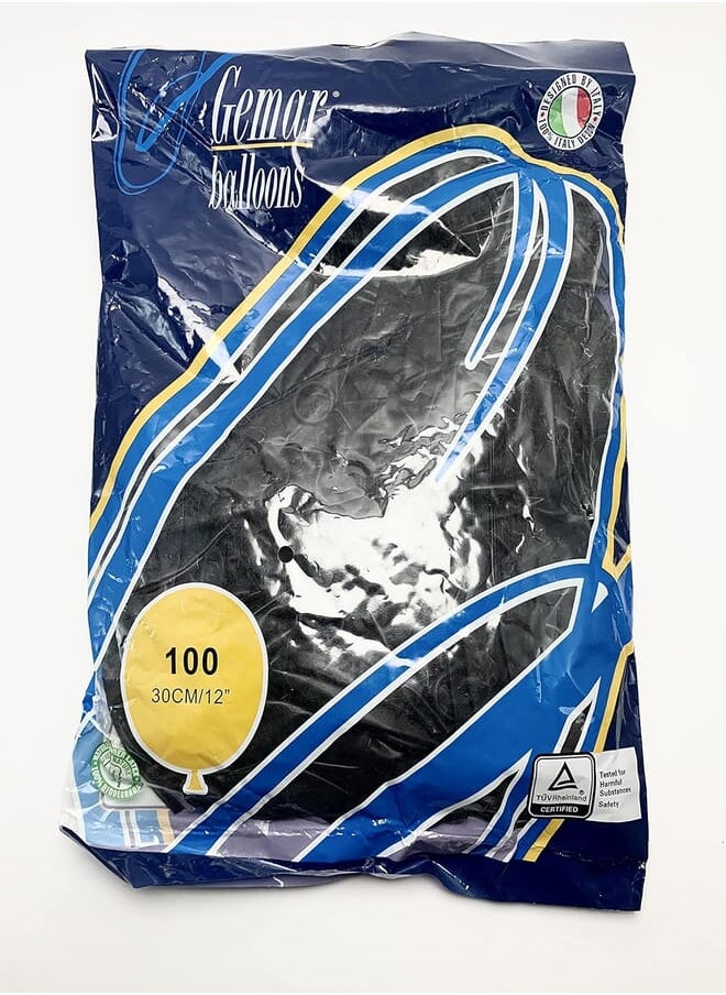 Gemar Latex Balloons 100 Pieces - Black - for all occasions 