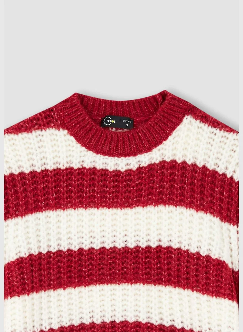 DeFacto Woman Oversize Fit Crew Neck Long Sleeve Tricot Pullover