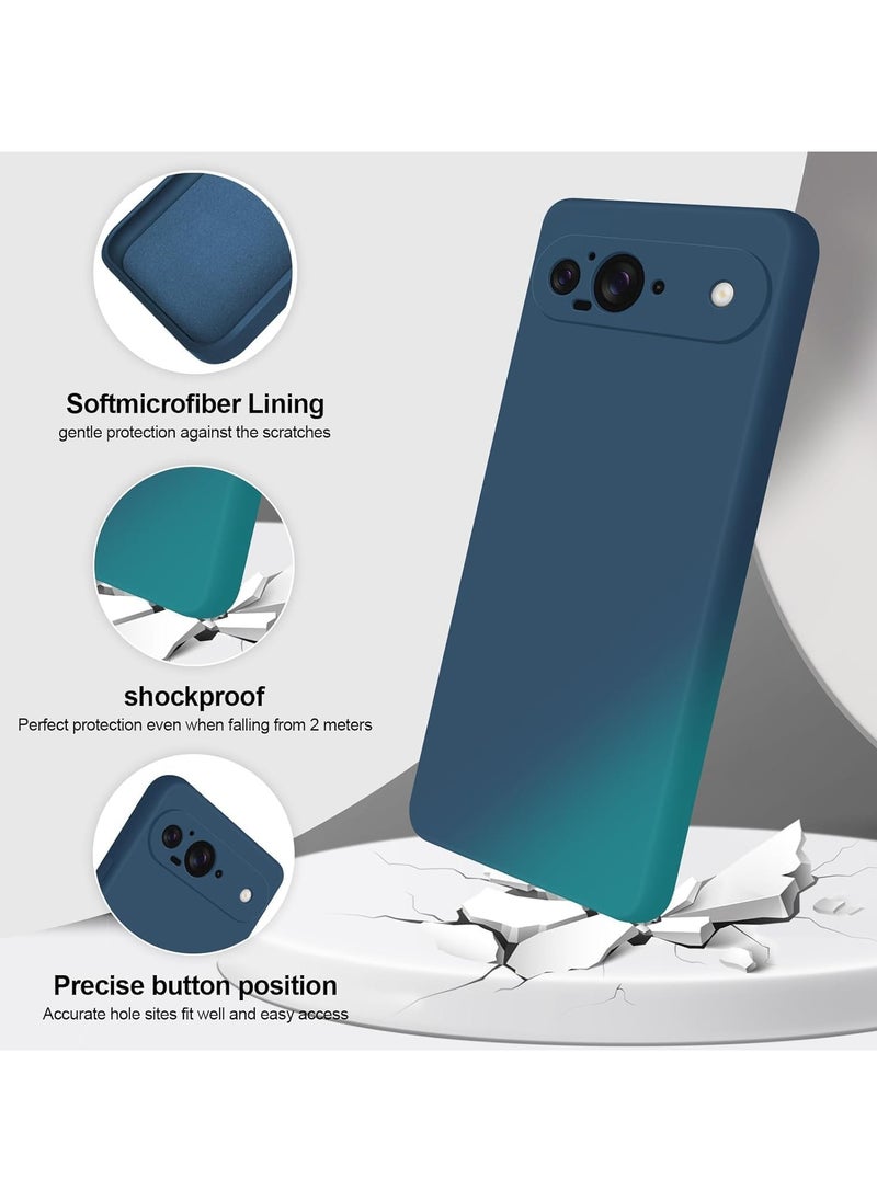 Generic Google Pixel 9 Liquid Gel Rubber Bumper Case with Soft Microfiber Lining Cushion Slim Hard Shell Shockproof Protective Cover for Google Pixel 9 5G Blue  - Image 2