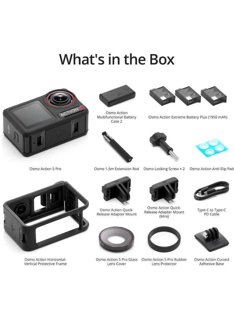dji Osmo Action 5 Pro Adventure Combo - Revolutionary Image Quality Action Camera, Bursting With 40MP of Action,upgraded to 4K/120fps,1/1.3″Sensor, Dual OLED Touchscreens,47GB Built-in Storage - Image 5