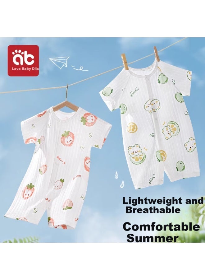 Aibeidila Baby Clothes, Summer Thin Style, Newborn Infant Pajamas, Outdoor Wear, For Baby Boys And Girls, Air Conditioning Short-sleeve Summer Outfit, Onesie
