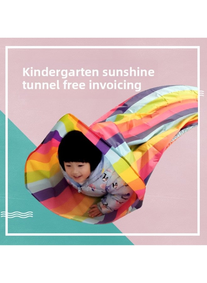 Kindergarten Crawler Children's Tunnel Tube Sensory Training Equipment Rainbow Caterpillar Drilling Camouflage Tent-Color:10 M (camouflage/Rainbow) - Image 1