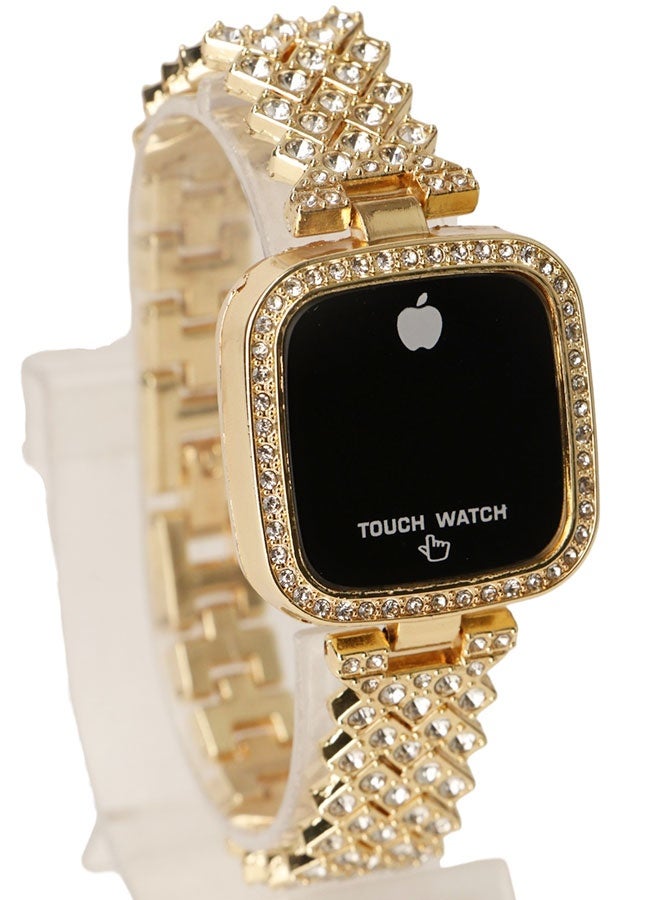 Women’s Luxury Digital Touch Watch Gold Color – Rhinestone Bracelet LED Display Fashion Wrist Watch for Girls & Women - Image 4