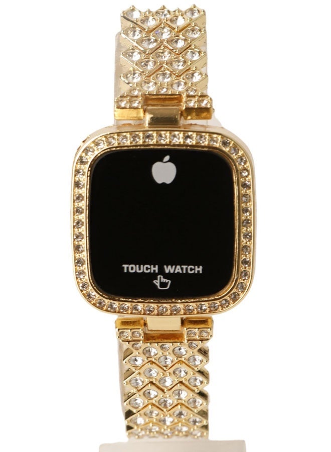 Women’s Luxury Digital Touch Watch Gold Color – Rhinestone Bracelet LED Display Fashion Wrist Watch for Girls & Women - Image 3
