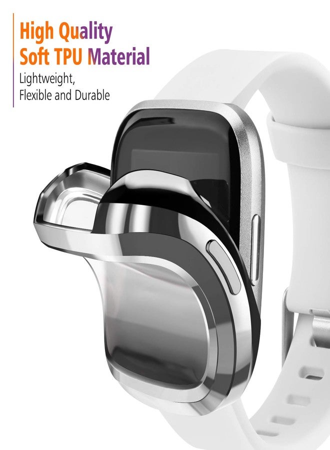 Mugust [3 Pack] Screen Protector Compatible with Fitbit Versa 2 Case, TPU Plated Full Around Protective Case Cover for Fitbit Versa 2 Smartwatch (Soft Gold, Space Gray, Clear) - Image 4
