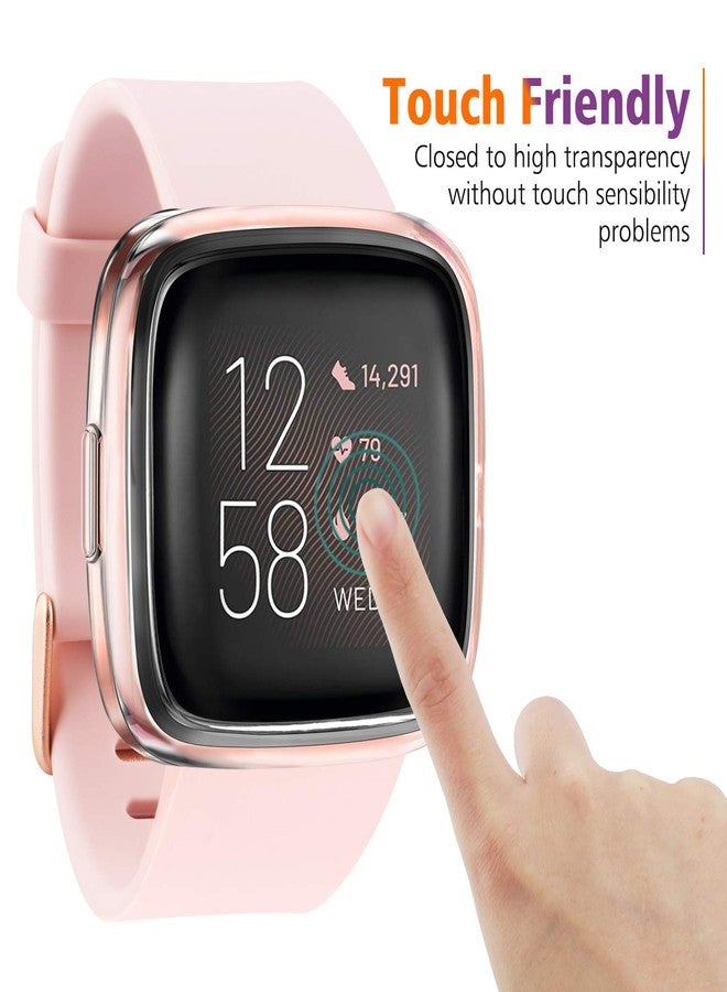 Mugust [3 Pack] Screen Protector Compatible with Fitbit Versa 2 Case, TPU Plated Full Around Protective Case Cover for Fitbit Versa 2 Smartwatch (Soft Gold, Space Gray, Clear) - Image 5