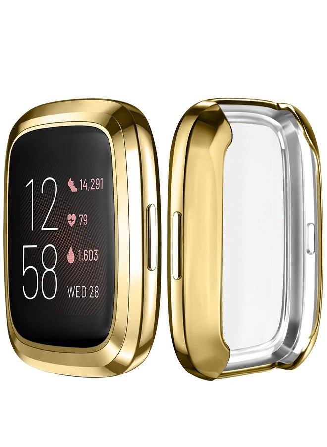 Mugust [3 Pack] Screen Protector Compatible with Fitbit Versa 2 Case, TPU Plated Full Around Protective Case Cover for Fitbit Versa 2 Smartwatch (Soft Gold, Space Gray, Clear) - Image 3