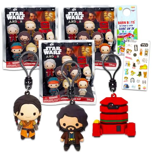 STAR WARS حزمة أكياس مفاجئة من ستار وورز أندور 3 قطع مع هدايا حفلة أندور تتضمن 3 مشابك أكياس رغوية غامضة بالإضافة إلى ملصقات والمزيد من أكياس ستار وورز الغامضة للأطفال - Image 1