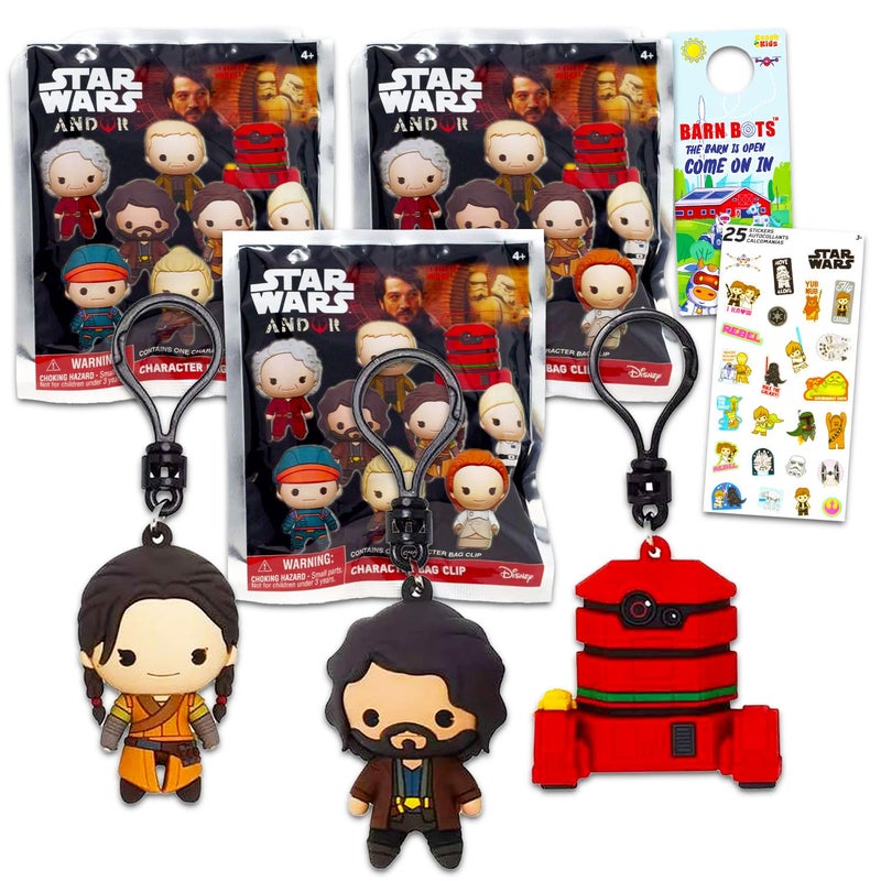 STAR WARS حزمة أكياس مفاجئة من ستار وورز أندور 3 قطع مع هدايا حفلة أندور تتضمن 3 مشابك أكياس رغوية غامضة بالإضافة إلى ملصقات والمزيد من أكياس ستار وورز الغامضة للأطفال - Image 3