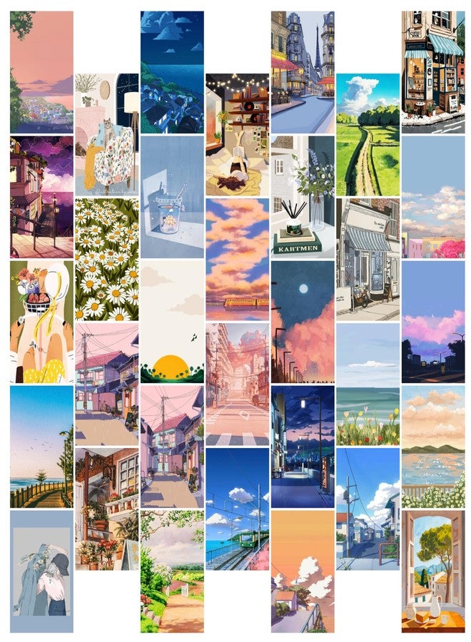 KARTMEN Pack of 32 Paper Anime Wall Collage Kit Posters - 4 x 6 Inches Posters for Room Wall Decoration of Bedroom, Office, Living room, Dorm room - Glue Dots Included, Cardstock - Image 1