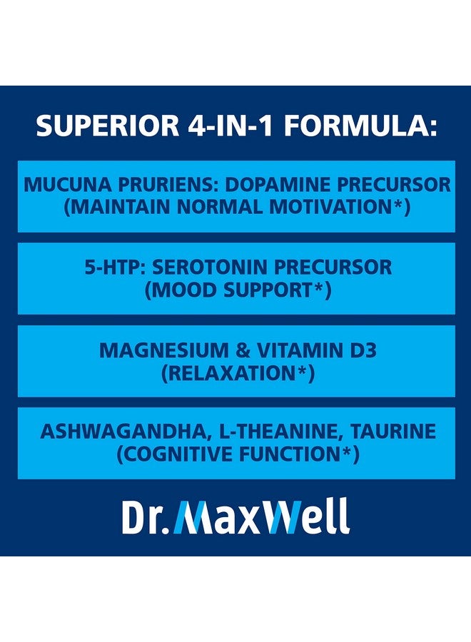 Dr. Maxwell Serotonin and Dopamine Supplements, Better Than Dopamine or Serotonin Support Only. Helps Maintain Normal Neurotransmitter Levels. Mucuna Pruriens, 5-HTP, 60 Capsules Women Men - Image 4