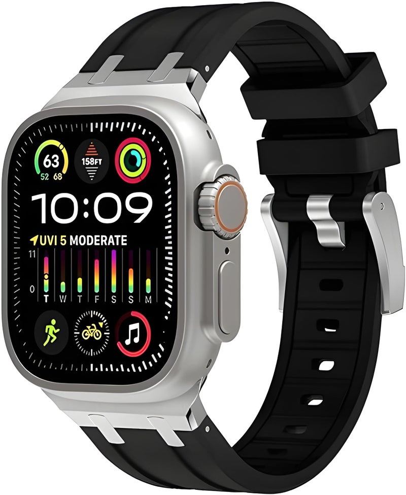 NEXT STORE Liquid Silicone Rubber Band Compatible with Apple Watch Ultra/Ultra 2 49/45/44/42mm, Premium Rubber Strap with Stainless Steel Adapter - Image 2