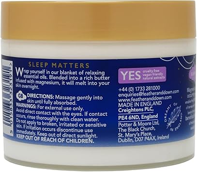 Feather & Down Feather Down Magnesium Soothing Sleep Butter 300ml With Magnesium Calming Lavender Chamomile Essential Oils To Aid Sleep Vegan Friendly Cruelty Free - Image 3