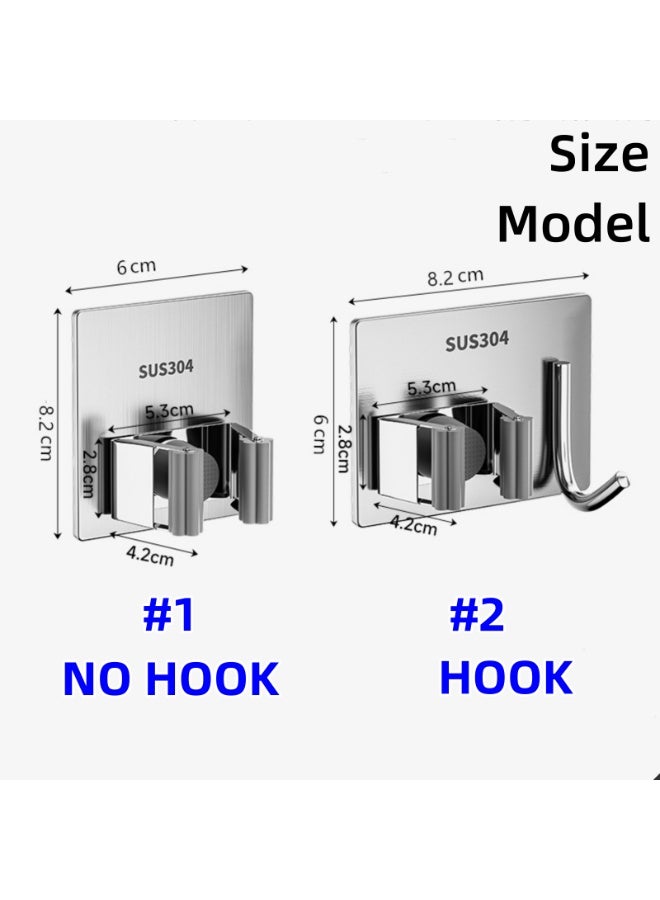 NOVOLAN Wall Hooks Self Adhesive Wall Mounted Stainless Steel Broom Holder, Mop Hook Punch-Free Bathroom Storage Sticky Hook Broom Hanger Strong Viscose Wall-Mounted Mop Clip 4Pcs (#2) - Image 2