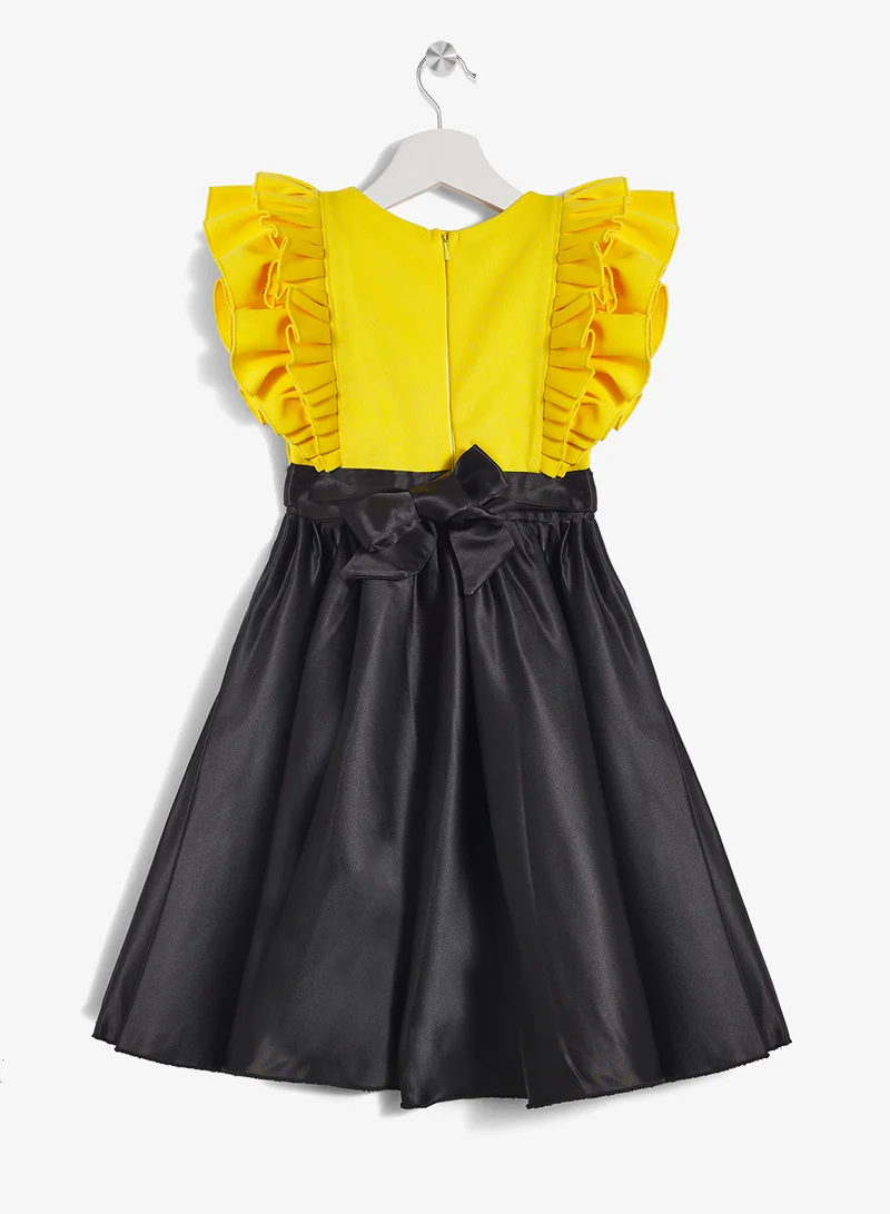 ليتل جولدن ابل فستان قصير بكشكشة بلونين