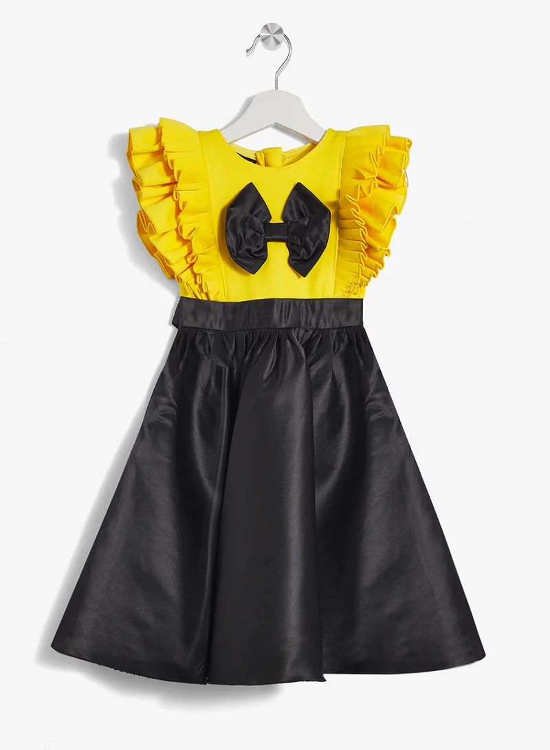 ليتل جولدن ابل فستان قصير بكشكشة بلونين