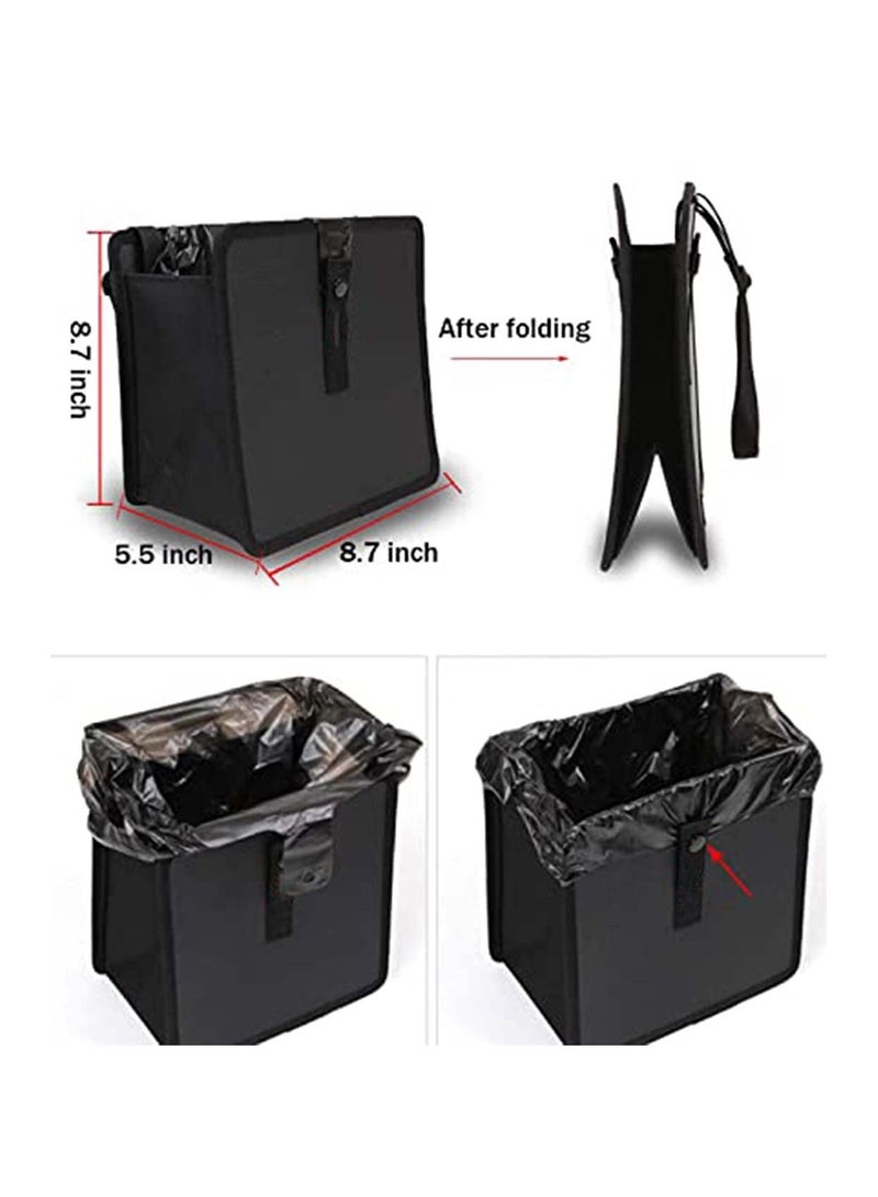 SYOSI Foldable Hanging Car Trash Bag Can Premium Waterproof Garbage Bag Organizer Universal Storage Bin Basket Best for Interior Car Accessories Black - Image 2