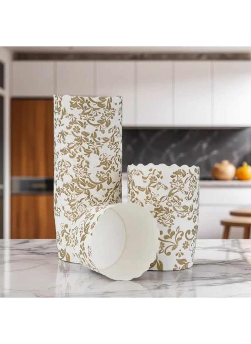 Esslly Esslly Muffin Paper Cup Baking Cup Cake Mould Disposable Set of 100 60 Grams Capacity Gold Floret Greaseproof HighTemperature Resistant Standalone Design  - Image 3