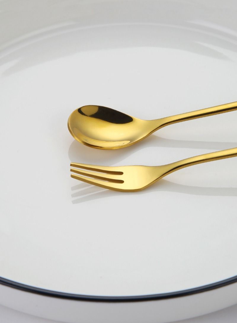 Sunhome طقم ملاعق وشوك للحلويات من الفولاذ المقاوم للصدأ 4 قطع باللون الذهبي - Image 5